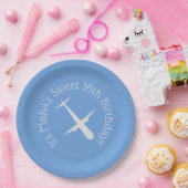 Flugzeug auf blauem Personalisiert Pappteller (Party)