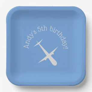 Flugzeug auf blauem Personalisiert Pappteller