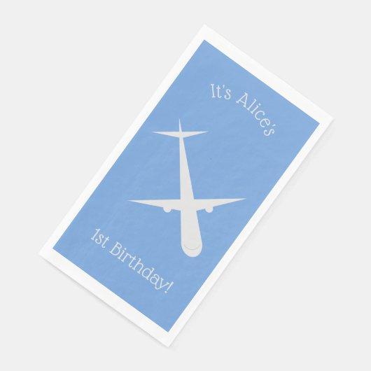Flugzeug auf blauem Personalisiert Serviette (Ecke)
