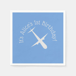 Flugzeug auf blauem Personalisiert Serviette