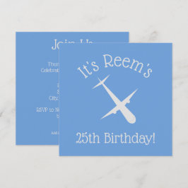 Flugzeug auf Blue Elegante Personalisierten Geburt Einladung