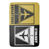 Flugzeug auf der Piste mit Ankunft Abflug, Reisen Badematte (Vorderseite Vertikal)