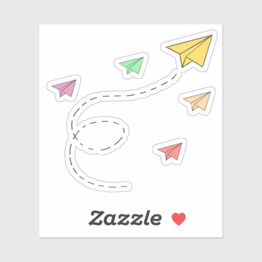 Flugzeug aus fliegendem Papier Aufkleber (Blatt)