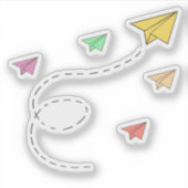 Flugzeug aus fliegendem Papier Aufkleber (Vorderseite)