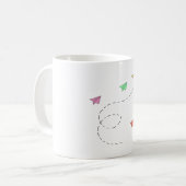 Flugzeug aus fliegendem Papier Kaffeetasse (Vorderseite Links)