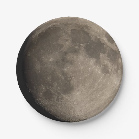 Flugzeug aus Papier. Foto Mond 02. Papierplatte Pappteller (Vorderseite)