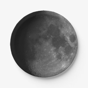 Flugzeug aus Papier. Foto Mond. Papierplatte Pappteller