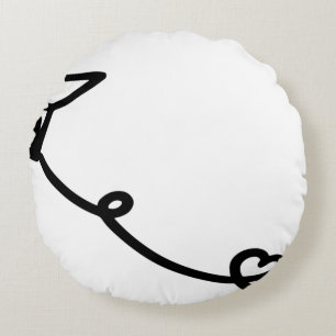 Flugzeug aus Papier Linienkunstpapier Rundes Kissen