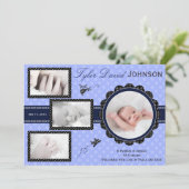 Flugzeug Baby Boy Foto Geburtsankündigung Ankündigung (Stehend Vorderseite)