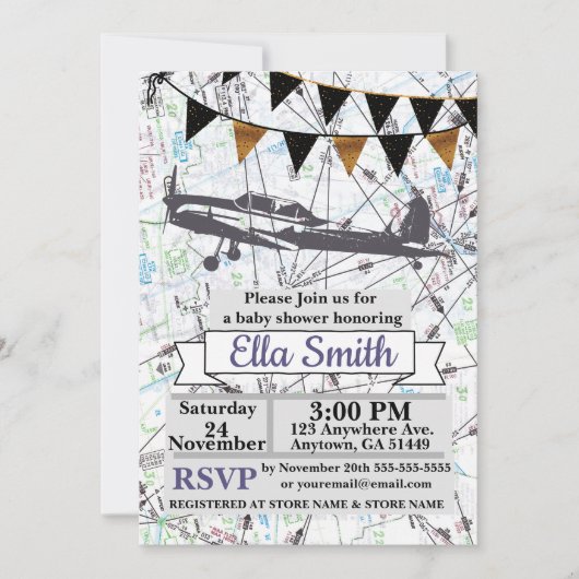 Flugzeug-Baby-Duschen-Einladungen Einladung (Vorderseite)