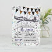 Flugzeug-Baby-Duschen-Einladungen Einladung (Stehend Vorderseite)