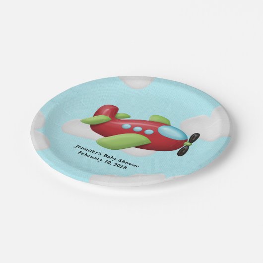 Flugzeug-Baby-Duschen-Teller Pappteller (Schrägansicht)
