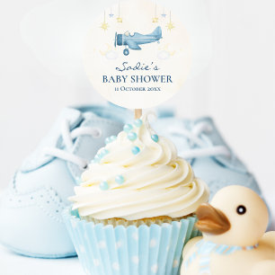 Flugzeug-Baby-Party Whimsical Begrüßung Baby Junge Runder Aufkleber