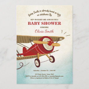 Flugzeug-Baby-Shower-Einladung Reiseabenteuer Einladung