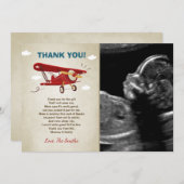 Flugzeug-Babyparty danken Ihnen, Abenteuer zu Dankeskarte (Vorne/Hinten)