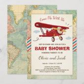 Flugzeug-Babyparty-Einladungs-Reise-Abenteuer Einladung (Vorne/Hinten)