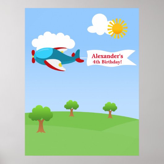 Flugzeug Banner Boy Geburtstagspopster Poster (Vorne)