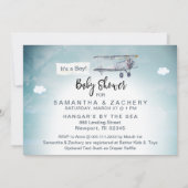 *~* Flugzeug Banner Vintag Clouds Kinderdusche Einladung (Rückseite)