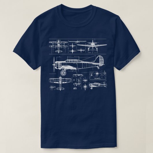Flugzeug-Bauplan T-Shirt (Design vorne)