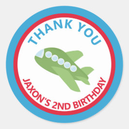 Flugzeug Birthday Party Vielen Dank für Ihre Unter Runder Aufkleber