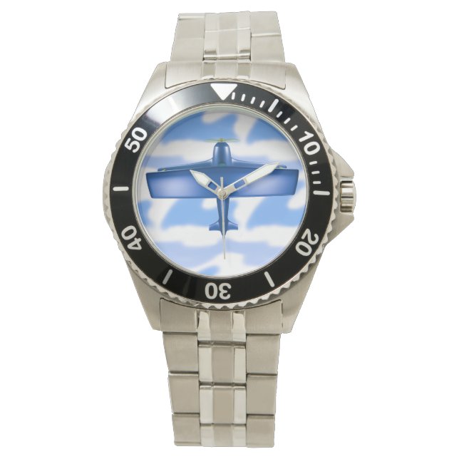 Flugzeug Blau Flugzeug eWatch Uhr (Vorderseite)