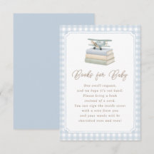 Flugzeug Blau Gingham Baby Shower Bücher für Baby