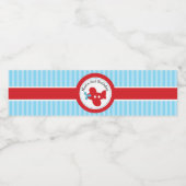 Flugzeug (blau & rot) Personalisierter Junge Gebur Wasserflaschenetikett (Einzelnes Label)