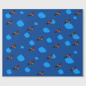 Flugzeug & blaue Wolken Himmel Vintages Flugzeug / Geschenkpapier (Flach)