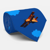 Flugzeug & blaue Wolken Himmel Vintages Flugzeug / Krawatte (Gerollt)