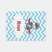 Flugzeug-blaues Zickzack Brown-Versuchshaar Fleecedecke (Vorderseite (Horizontal))