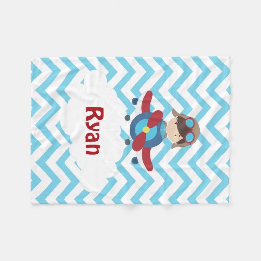 Flugzeug-blaues Zickzack Brown-Versuchshaar Fleecedecke (Vorderseite (Horizontal))