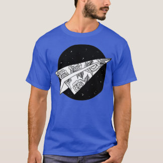 Flugzeug-Blumenmuster T-Shirt