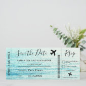 Flugzeug-Boarding-Pass für Save the Date-Skripte Date (Stehend Vorderseite)