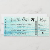 Flugzeug-Boarding-Pass für Save the Date-Skripte Save The Date (Vorderseite)