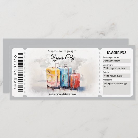 Flugzeug Boarding Ticket Einladung (Vorne/Hinten)