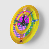 Flugzeug Bowtie Blöcke auf Rosa Runde Wanduhr (Winkel)