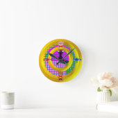 Flugzeug Bowtie Blöcke auf Rosa Runde Wanduhr (Zuhause)