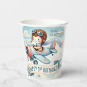 Flugzeug Boy 1. Geburtstag Party Pappbecher (Rückseite)