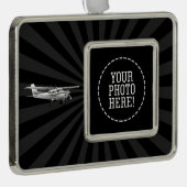 Flugzeug-Cessna-Silhouette, die schwarzen Rahmen-Ornament Silber (Rechts)