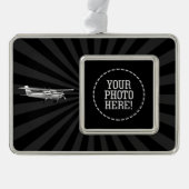 Flugzeug-Cessna-Silhouette, die schwarzen Rahmen-Ornament Silber (Vorderseite)