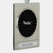 Flugzeug-Cessna-Silhouette-fliegende Banner-Ornament Silber (Rechts)