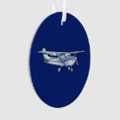 Flugzeug-Chrom-Cessna-Silhouette-Fliegen auf Blau Ornament (Vorderseite)