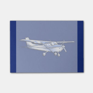 Flugzeug-Chrom-Cessna-Silhouette-Fliegen auf Blau Post-it Klebezettel