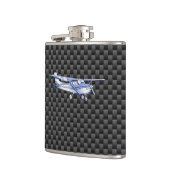 Flugzeug Chrome wie Cessna Black Carbon Fibre Flachmann (Links)
