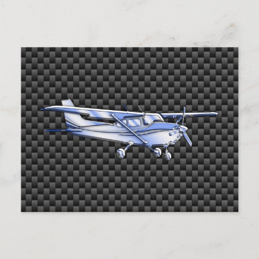Flugzeug Chrome wie Cessna Black Carbon Fibre Postkarte (Vorderseite)