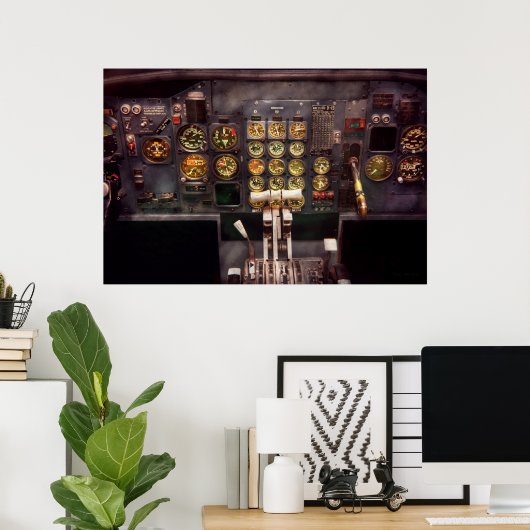 Flugzeug - Cockpit - Die Kontrollen sind Set Poster (Heimbüro)