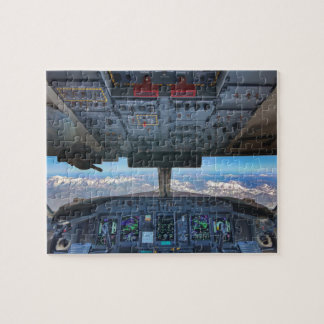 Flugzeug-Cockpitansicht über die Alpen Puzzle