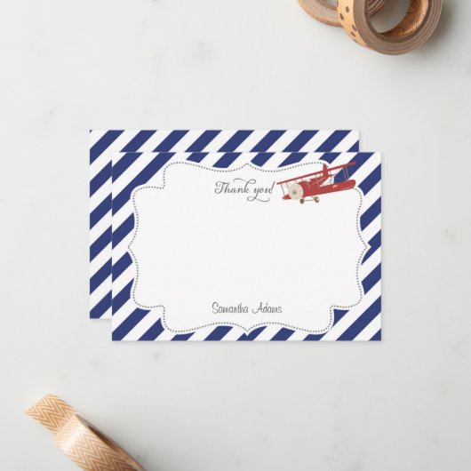 Flugzeug Danke Karte (Vorderseite/Rückseite Beispiel)