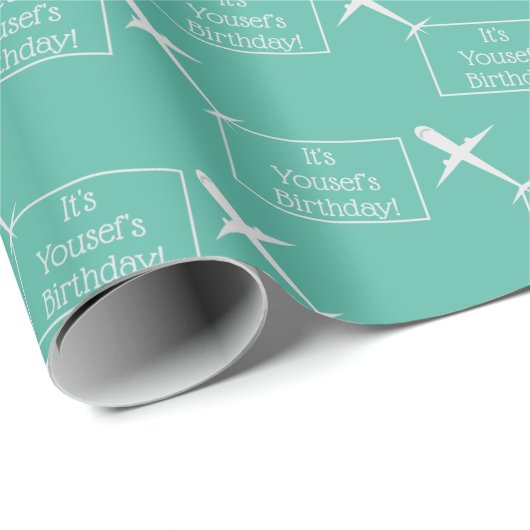 Flugzeug, das mit einer benutzerdefinierten Geburt Geschenkpapier (Rolleneckpunkt)