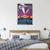 Flugzeug, das über das Suchscheinplakat fliegt Leinwanddruck (Insitu (Schlafzimmer))